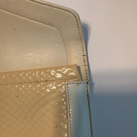 Clutch Koret Lizard Skin Cream & White Signature Handbag Metal Clasp Vintage - Picture 12 of 15